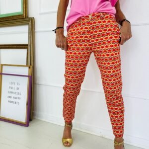 Pantalon sarah john orange et rose